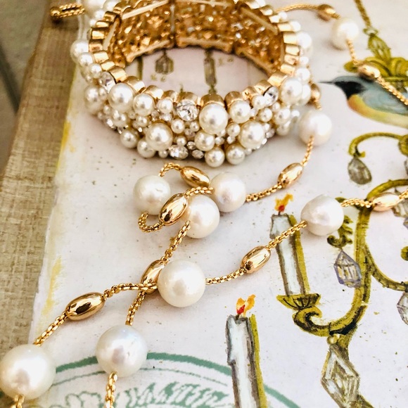 Vintage Rhinestone Pearl Bracelet Necklace Lot - Picture 16 of 16